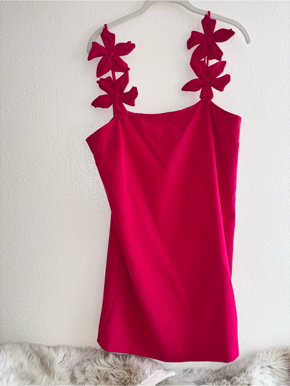 ANTONIO MELANI Hot Pink Floral-Shoulder Mini Shift Dress stunning - Picture 3 of 6